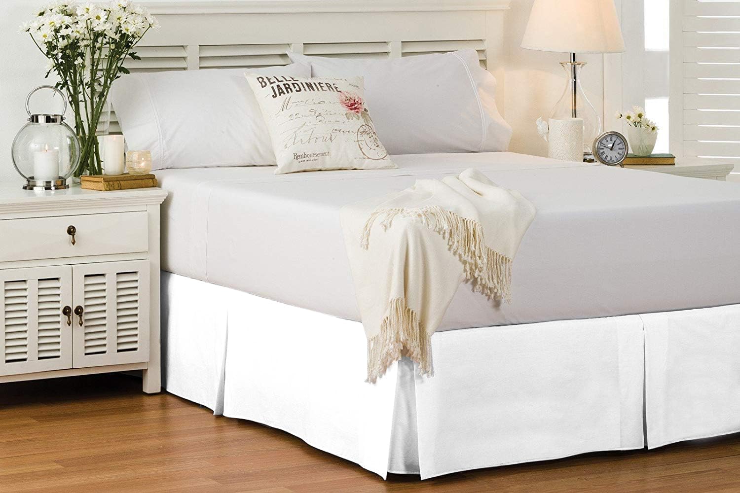 Cotton Delight Falda de cama tamaño Queen, 100% algodón natural, 800 hilos, ajuste a medida, 1 falda de cama tamaño Queen de 16 pulgadas, longitud