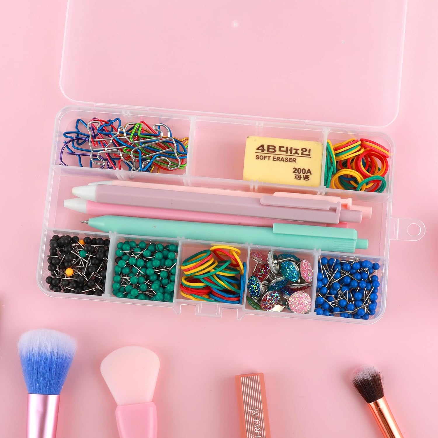 WLLHYF Caja organizadora de plástico transparente de 15 rejillas, caja de almacenamiento para manualidades, manualidades, joyería, aparejos de pesca