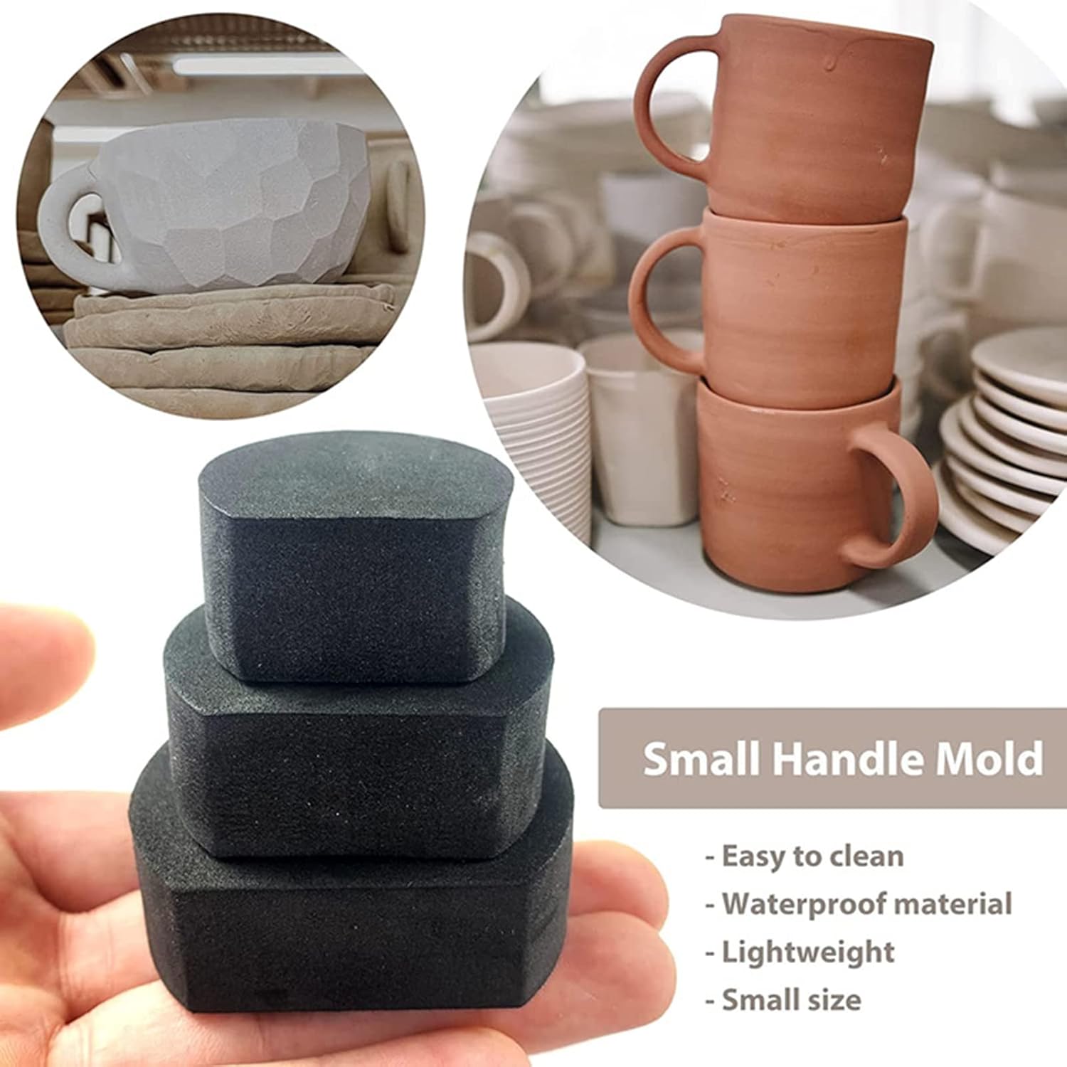 12 piezas de formas de mango de taza, moldes de mango de taza de cerámica para hacer arcilla, moldes de mango de taza de diferentes formas y tamaños