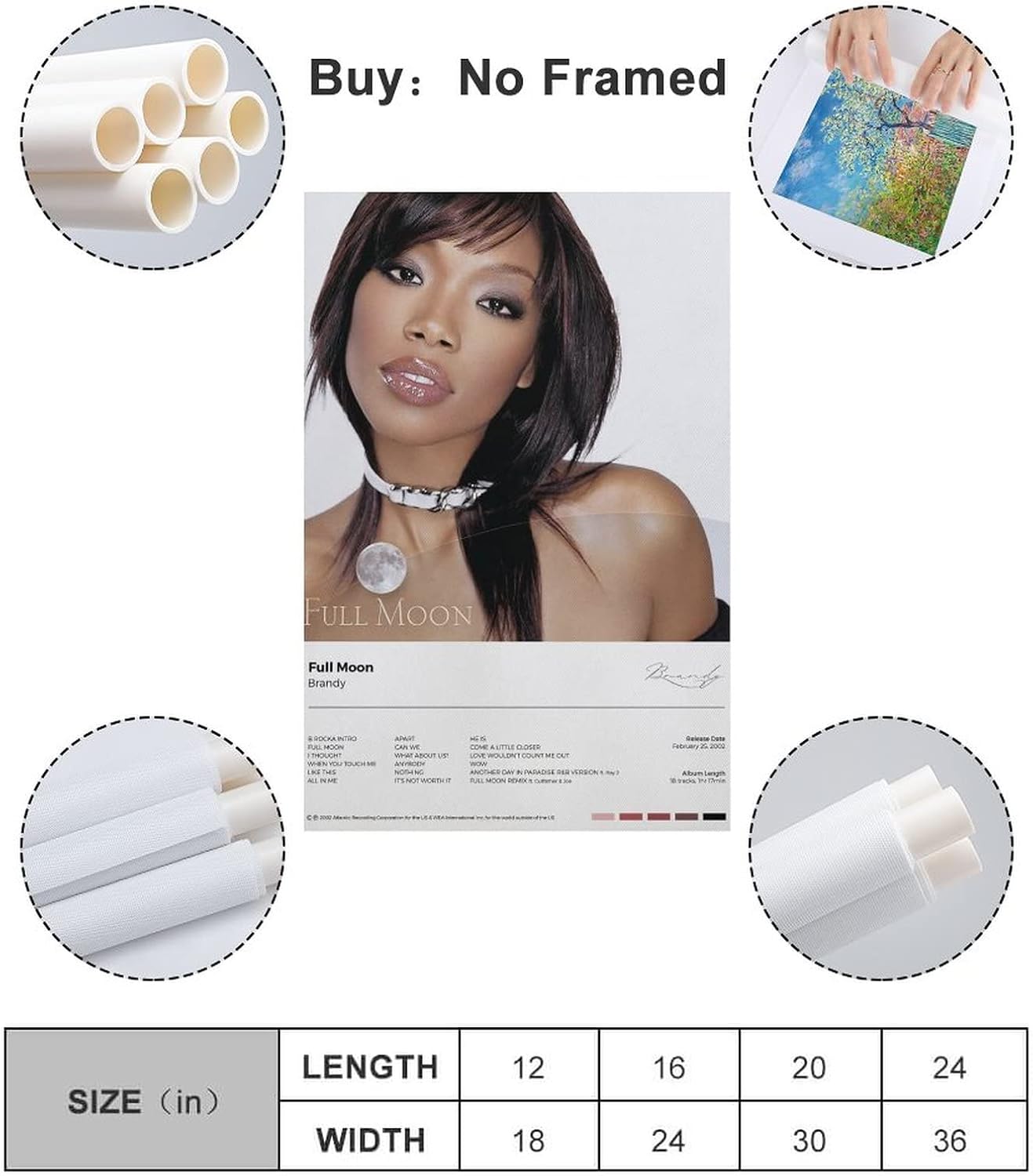 DAXXIN Brandy – Póster de lienzo de luna llena para pared, pintura artística decorativa, sala de estar, dormitorio, regalo, sin marco, estilo sin