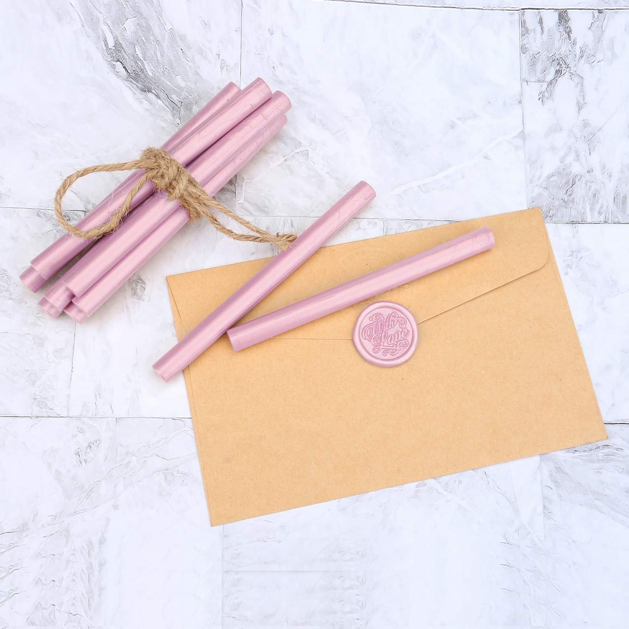 Yoption 15 varillas de cera para sellar con pistola de pegamento, ideal para invitaciones de boda, tarjetas, sobres (rosa)
