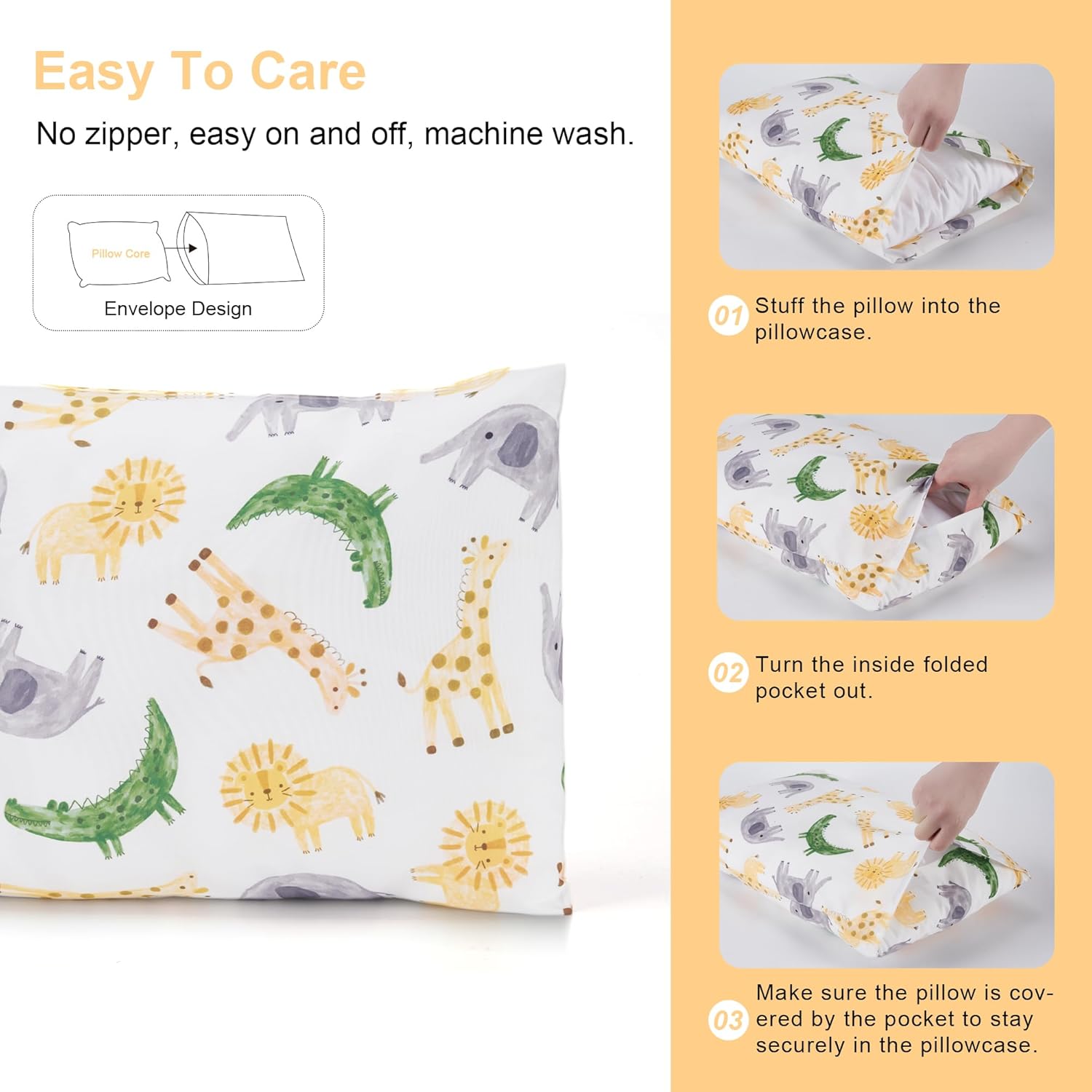 TILLYOU Fundas de almohada de viaje de 13 x 18 pulgadas para niños pequeños, paquete de 2, fundas de almohada lavables a máquina con cierre de