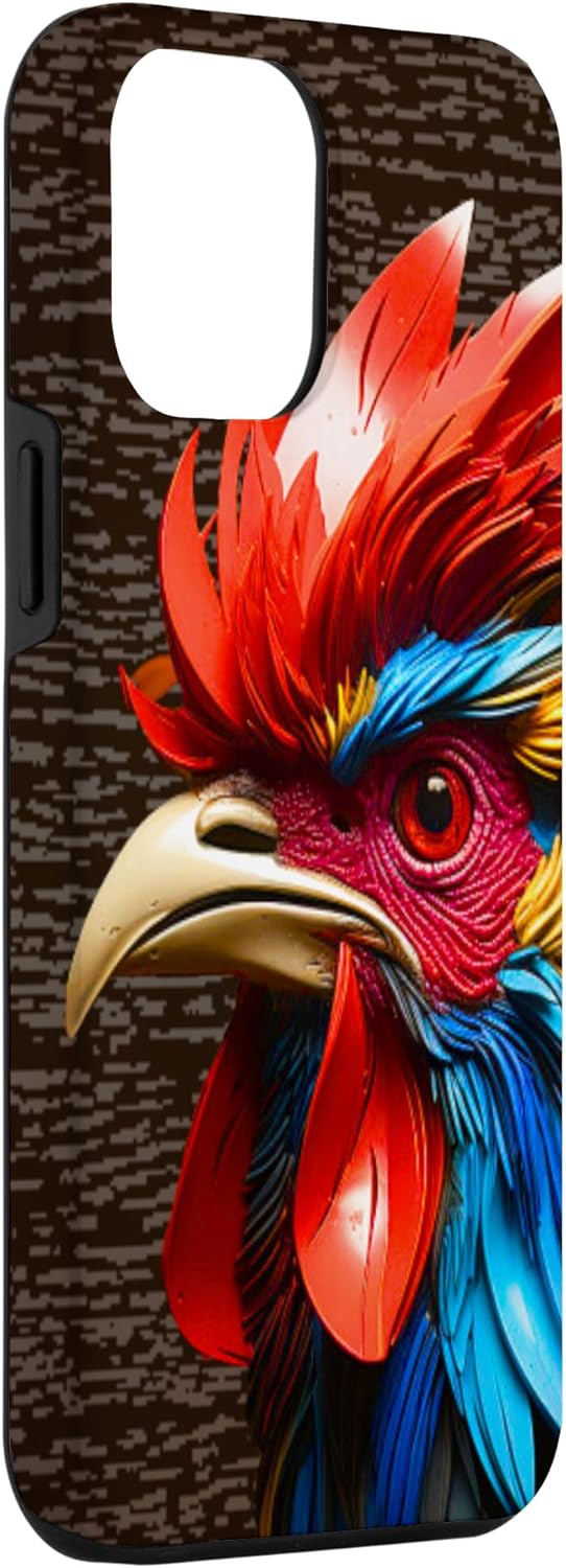 Funda para iPhone 12 Pro Max Gallo Gallo Granja Animal Arte Gallo