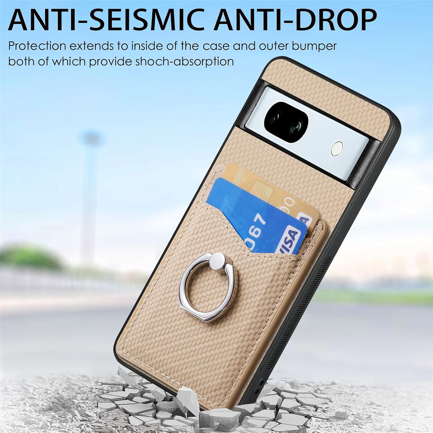 Asuwish Funda de teléfono para Google Pixel 7A 5G 2023 con protector de pantalla de vidrio templado y soporte de anillo delgado, soporte para