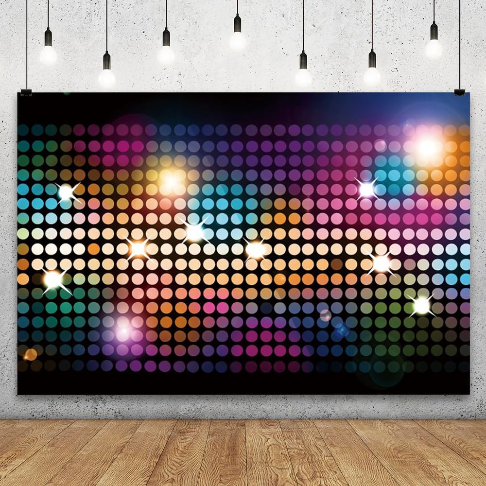 YongFoto Telón de fondo colorido para fiesta de discoteca de 10 x 8 pies, puntos redondos con purpurina brillante, Bokeh, puntos brillantes, halos,