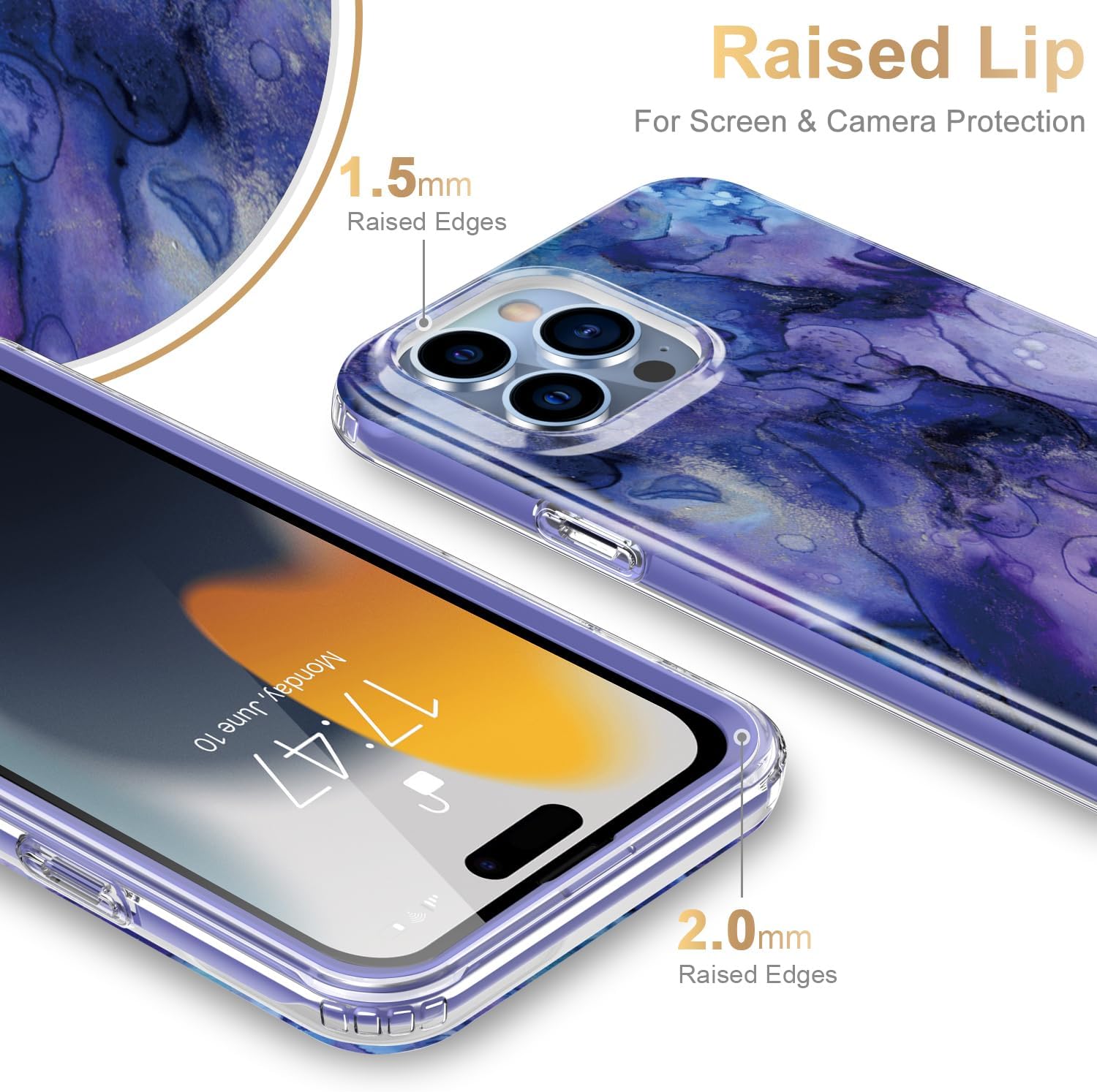 Esdot Funda protectora para iPhone 15 Pro Max con protector de pantalla integrado, funda duradera con diseños de moda para mujeres y niñas, funda