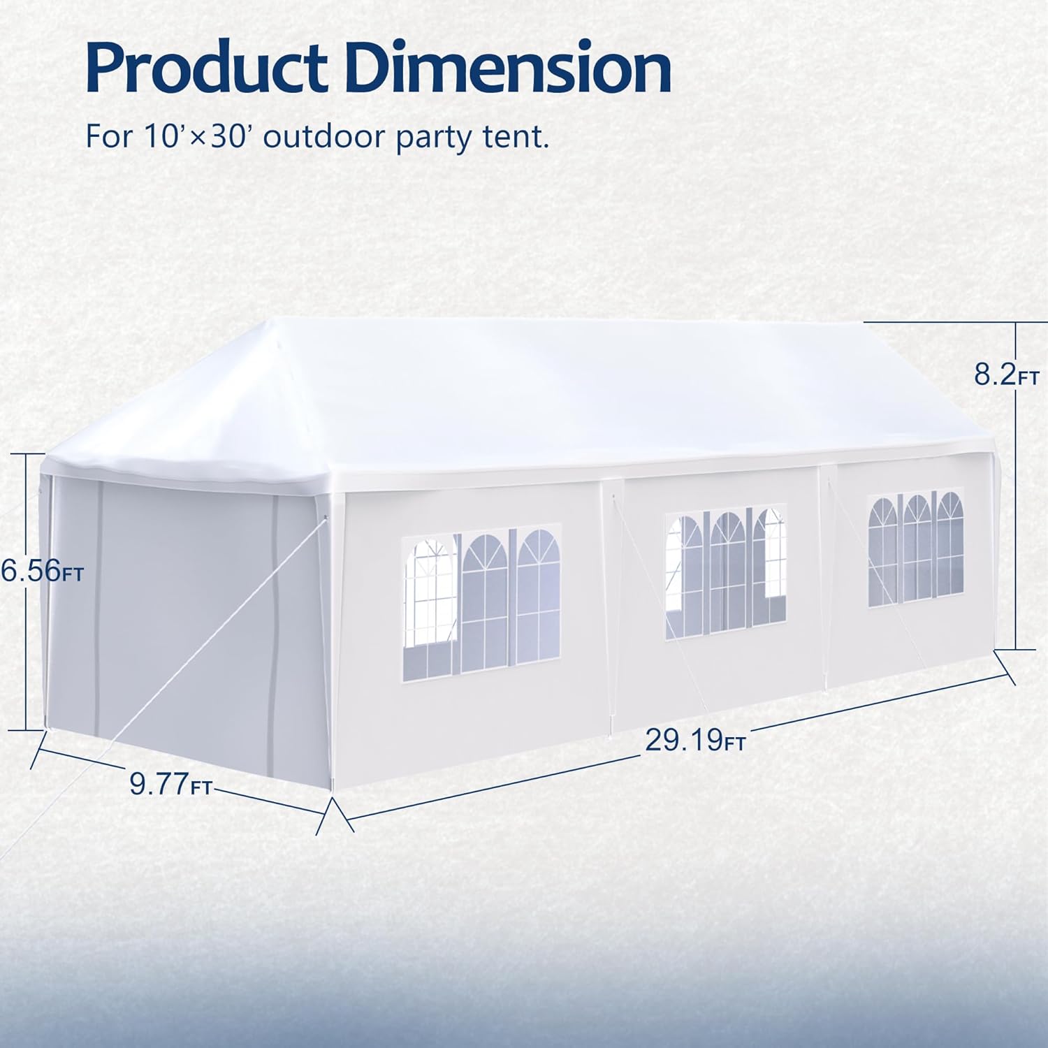 Tienda de campaña con toldo para fiesta de boda de 10 x 30 pies con 8 paredes laterales extraíbles