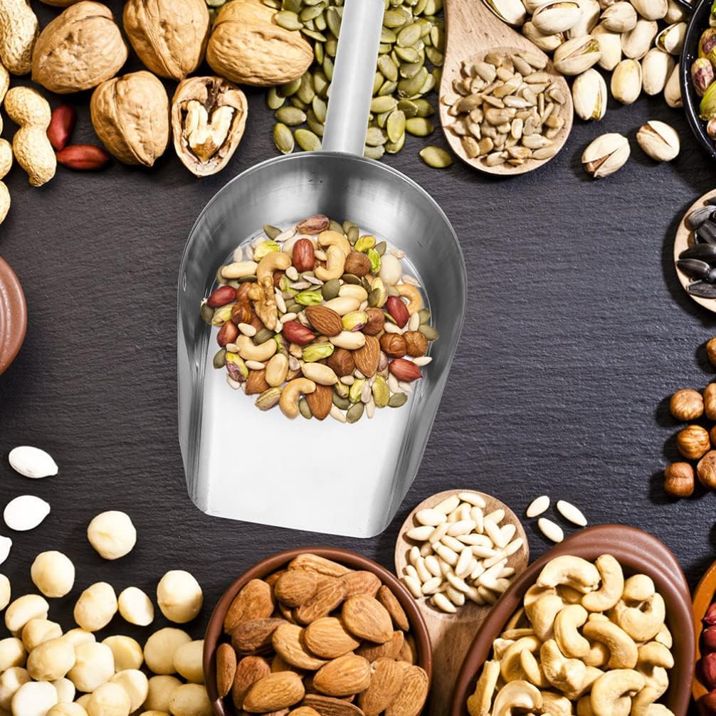 BESTonZON Cuchara de hielo de metal de acero inoxidable de 8 onzas, cuchara de harina de cocina, cuchara de caramelo, cuchara de comida pequeña para