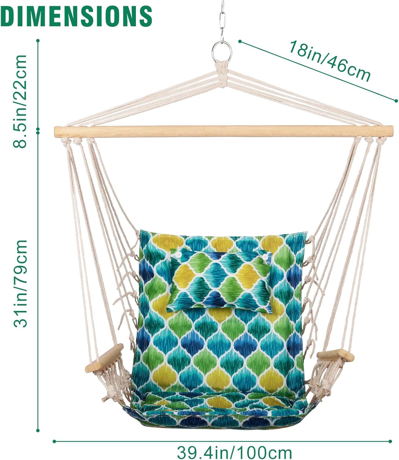 Backyard Expressions – Columpio reversible para colgar  máximo 275 libras  Barra esparcidora de madera  para cualquier espacio interior o exterior