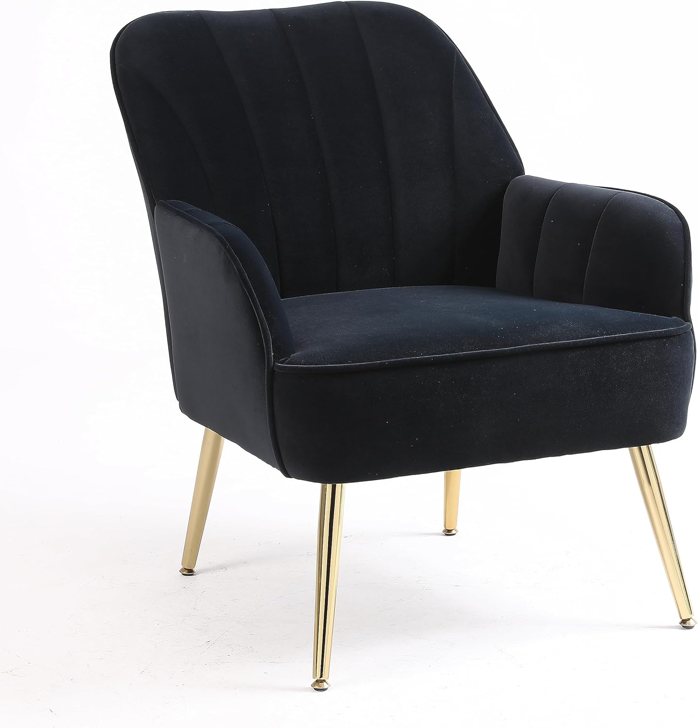 SSLine Silla decorativa de terciopelo, moderna silla tapizada con patas de metal dorado, acolchada gruesa, silla de invitados, silla de tocador,