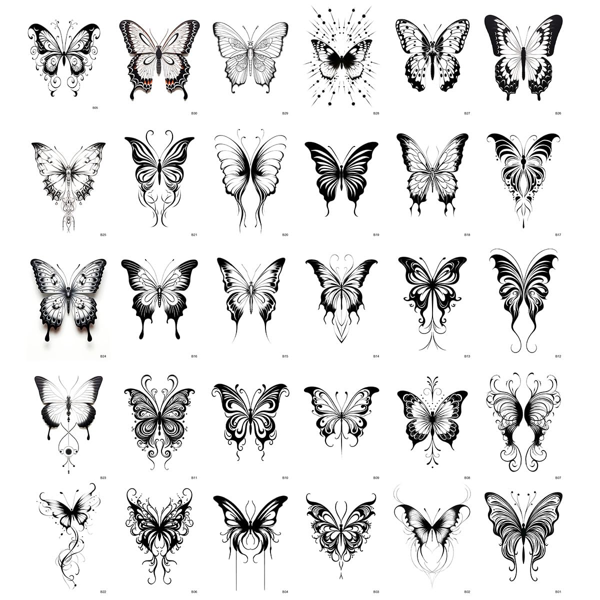 AWLEE Tatuajes temporales de mariposa para mujer, 30 hojas de tatuajes falsos de tinta que se ven reales y duran mucho tiempo, pequeños tatuajes de