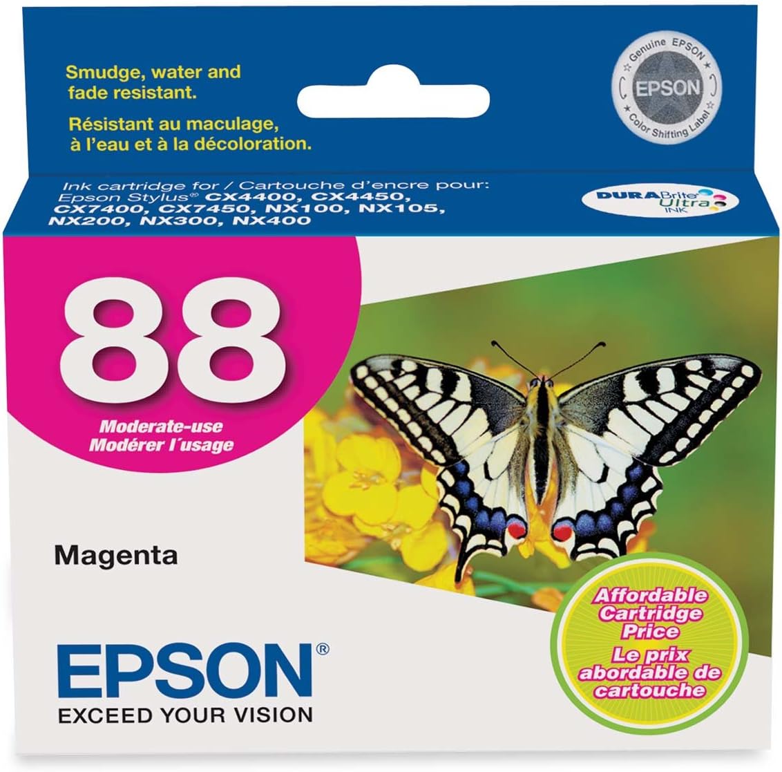 EPSON T088 DURABrite Ultra Ink Cartucho magenta de capacidad estándar (T088320) para impresoras Epson Stylus seleccionadas
