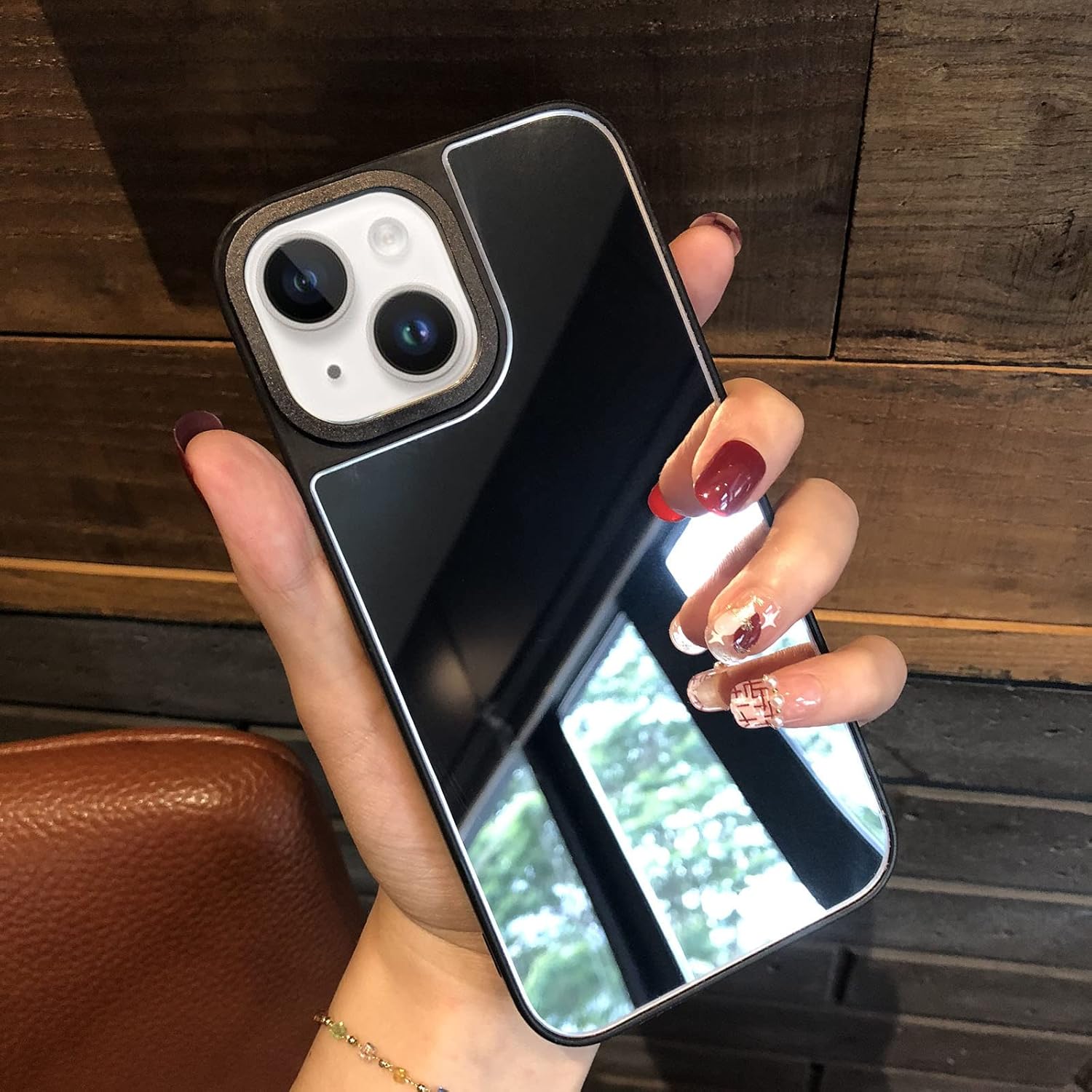 Compatible con iPhone 15 Mirror Case para mujeres y niñas, maquillaje lindo de goma suave parachoques delgado lujo moda protección caso brillante