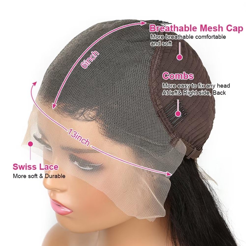 Maxine Pelucas de cabello humano virgen ondulado con encaje frontal de 14A, 30 pulgadas, 13 x 6 pulgadas, para mujer, pelucas de cabello humano