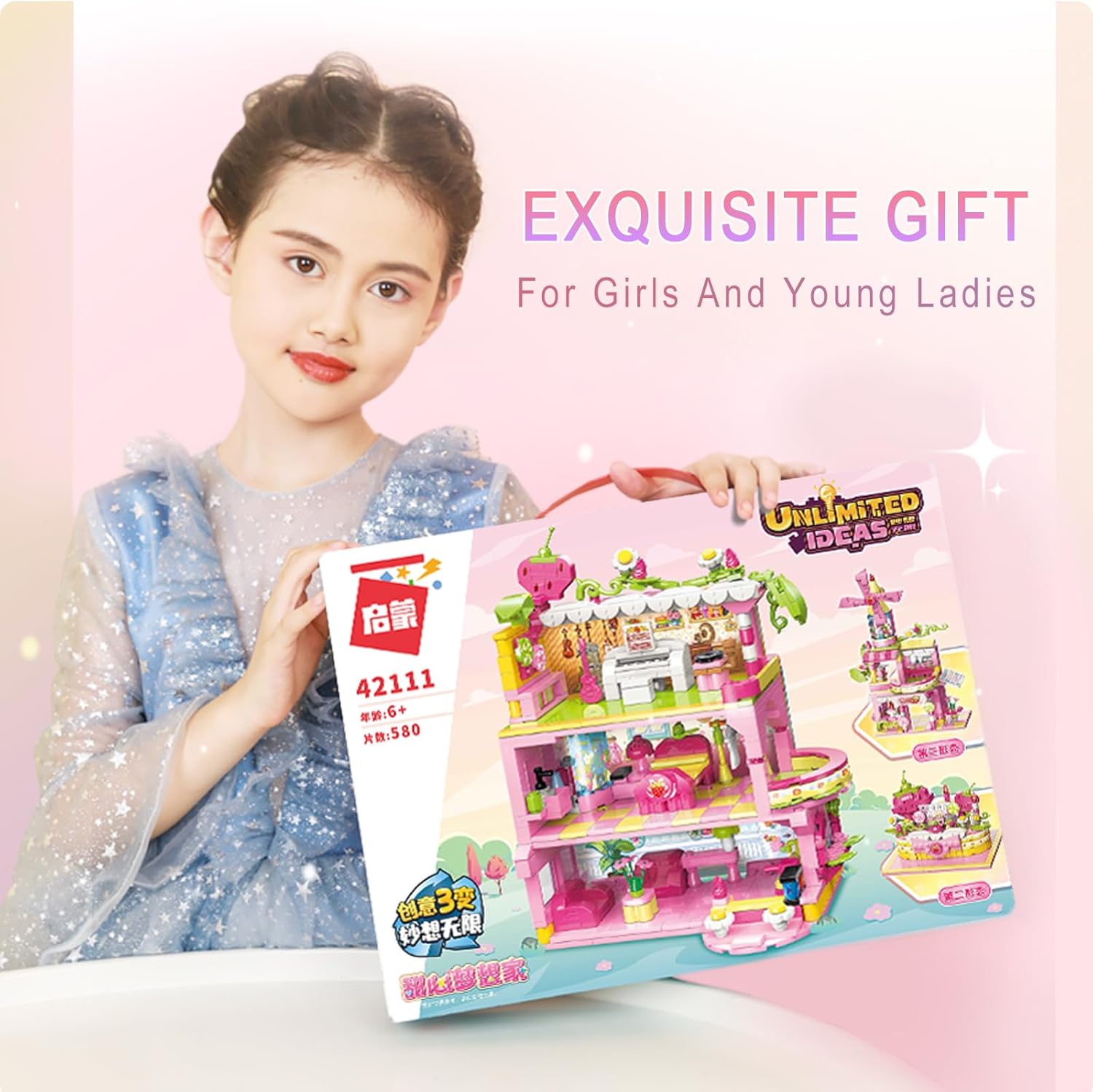 Kit de juguetes de construcción de casa 3 en 1 para niña, compatible con ladrillos Lego, gran regalo para niñas de 8 a 12 años (580 piezas)