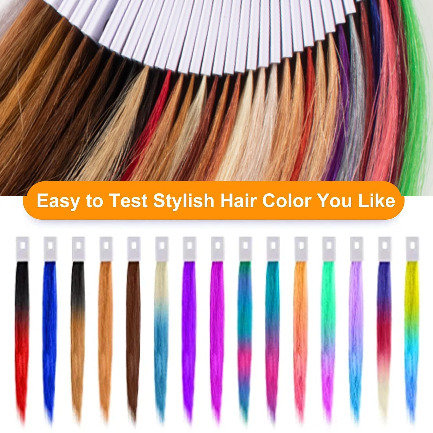 TOFAFA Anillos de color de cabello 100% cabello humano muestras de prueba de muestras de color de 8 pulgadas Color de cabello gris 30 unidspaquete