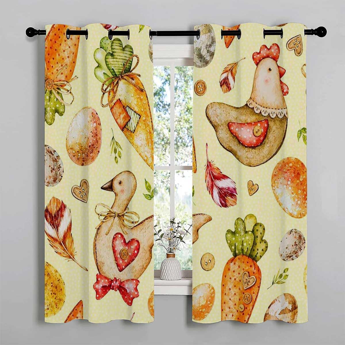 YANFENQI Cortinas para Habitacion – Cortinas para Habitacion – Cortinas para puertas cortas con ojales de pollo y pato retro, cortina decorativa