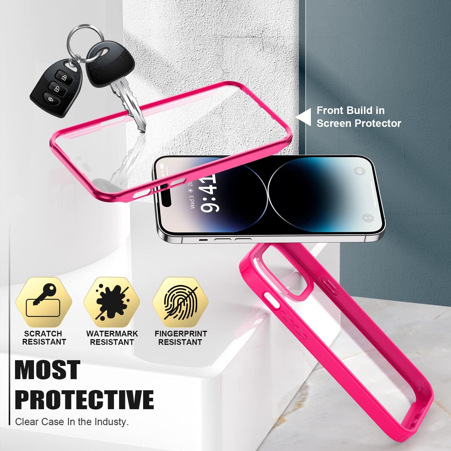 Goodon Funda para iPhone 14 Pro con protector de pantalla y protector de lente de cámara, probada contra caídas militares desde 6 pies, funda