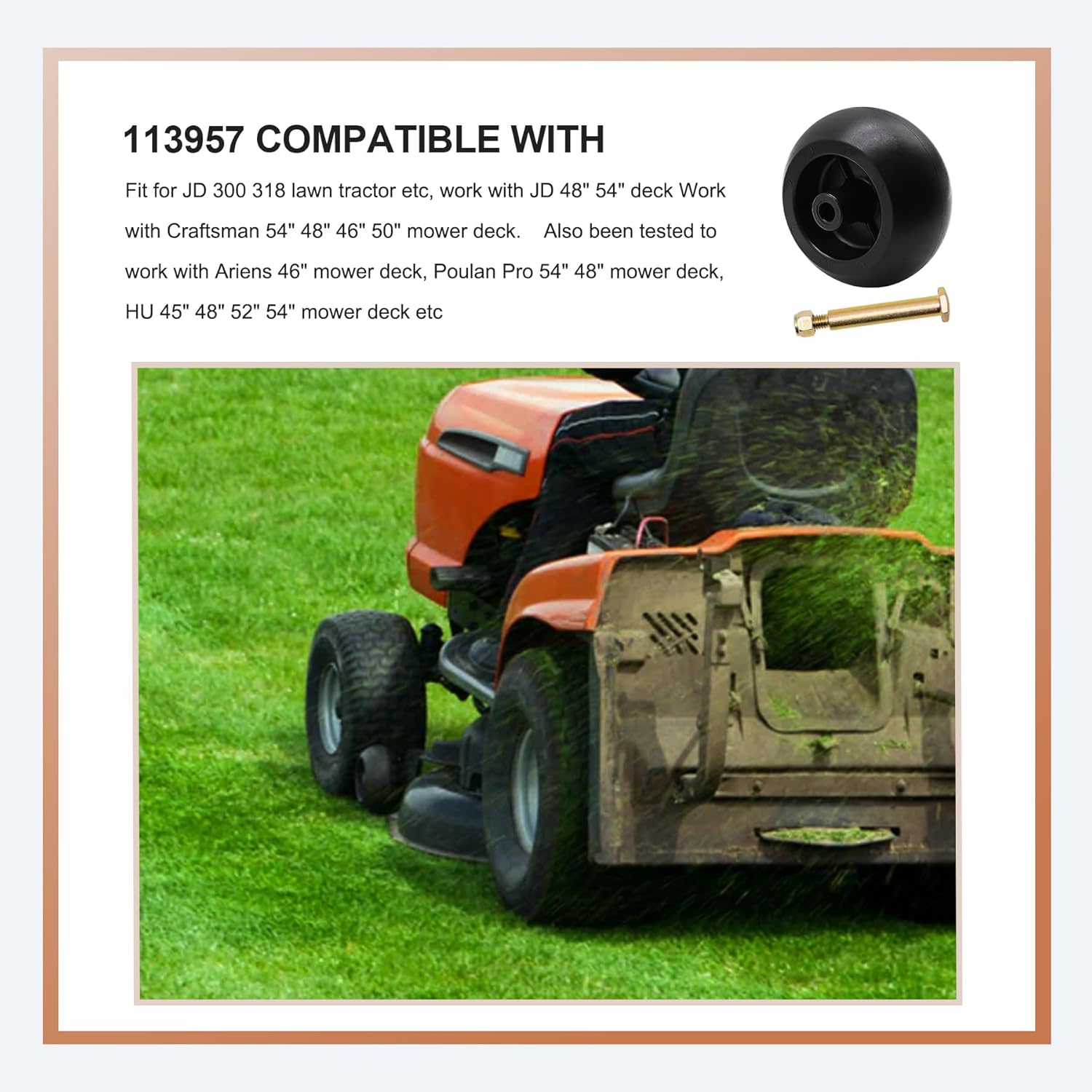 Mower Deck Wheels 133957 532133957 Replace for AYP Husqvarna 532174873 589527301, MTD 174873 734-3058, Cub Cadet 753-04856A Lawn Tractors and Zero