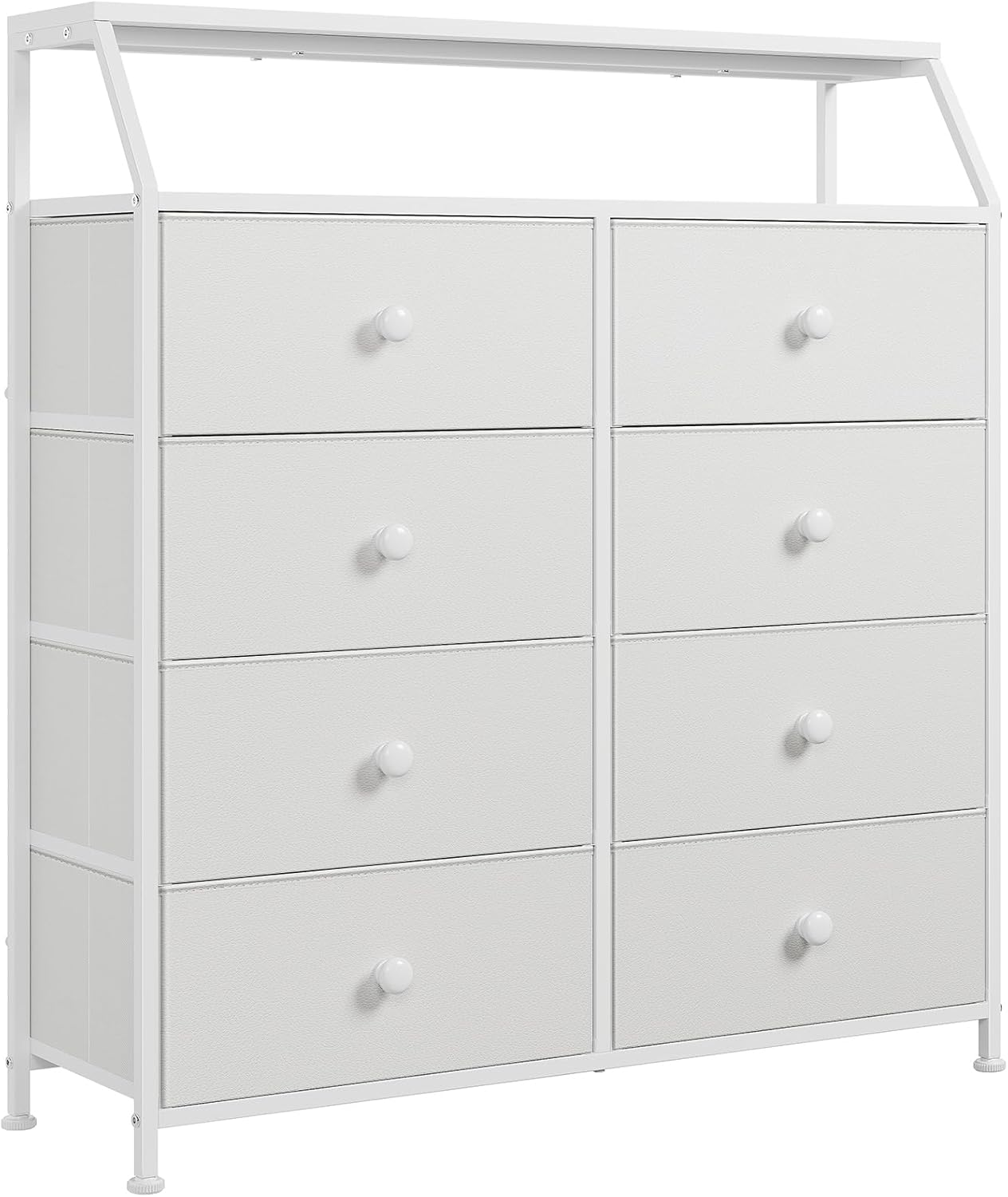 REAHOME Cómoda de 8 cajones para dormitorio con estantes, cómoda de piel sintética para armario, organizador de gran capacidad, vestidores altos con