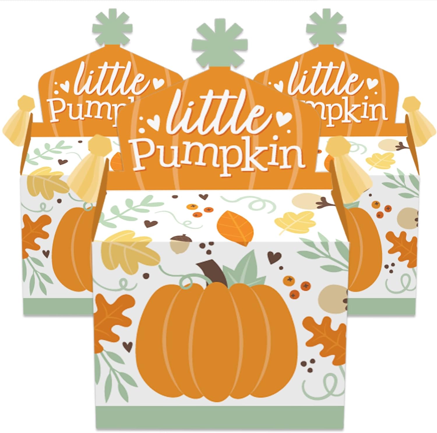 Big Dot of Happiness Little Pumpkin – Caja de golosinas para fiestas, fiestas de cumpleaños de otoño o baby shower, juego de 12