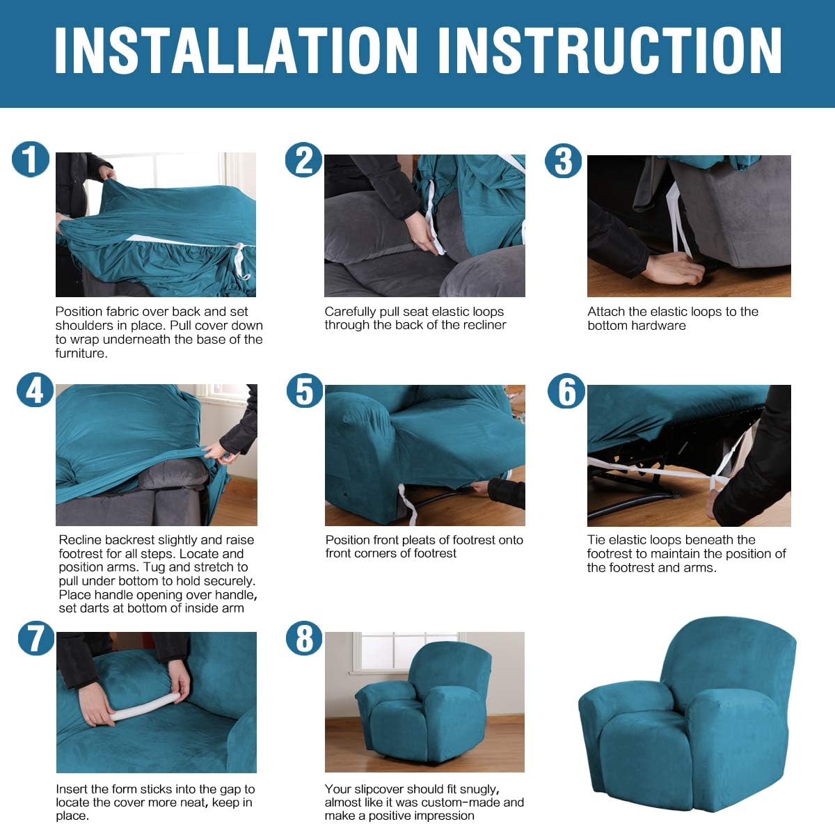 H.VERSAILTEX – Funda para sillón reclinable de terciopelo de 1 pieza, para sillón reclinable grande, protector de muebles de terciopelo suave de