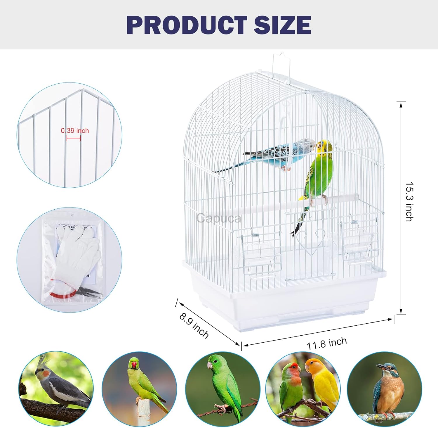 Capuca Jaula de viaje para pájaros pequeños, kit de iniciación ligero para pájaros pequeños con jaulas y accesorios, ideal para periquitos,