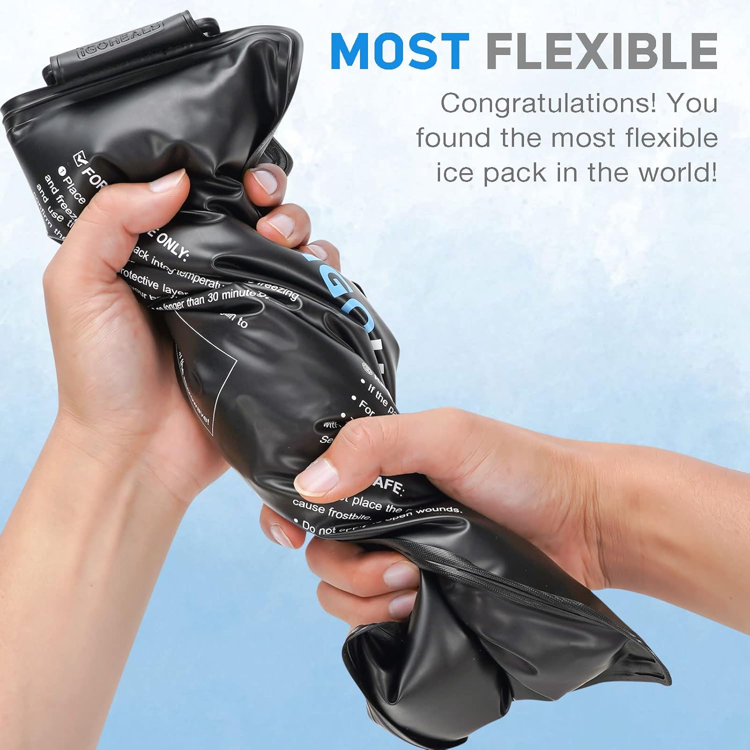 Bolsa de hielo reutilizable para lesiones, envoltura de gel de arcilla más flexible con correas para terapia de frío, almohadilla suave para aliviar