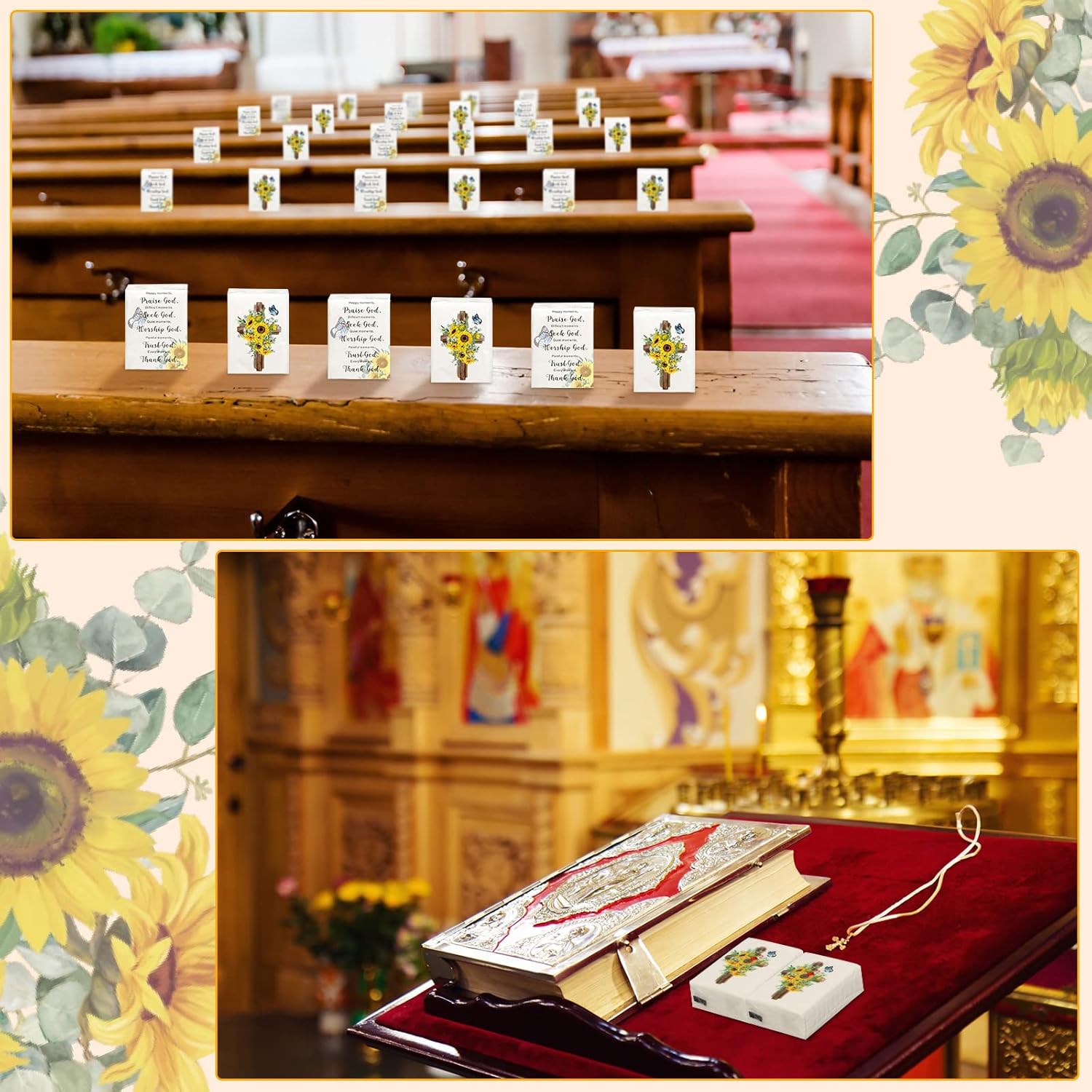 Outus Paquete de 100 pañuelos de bolsillo cristianos a granel, paquetes de pañuelos individuales mini faciales de 3 capas para funeral, boda,