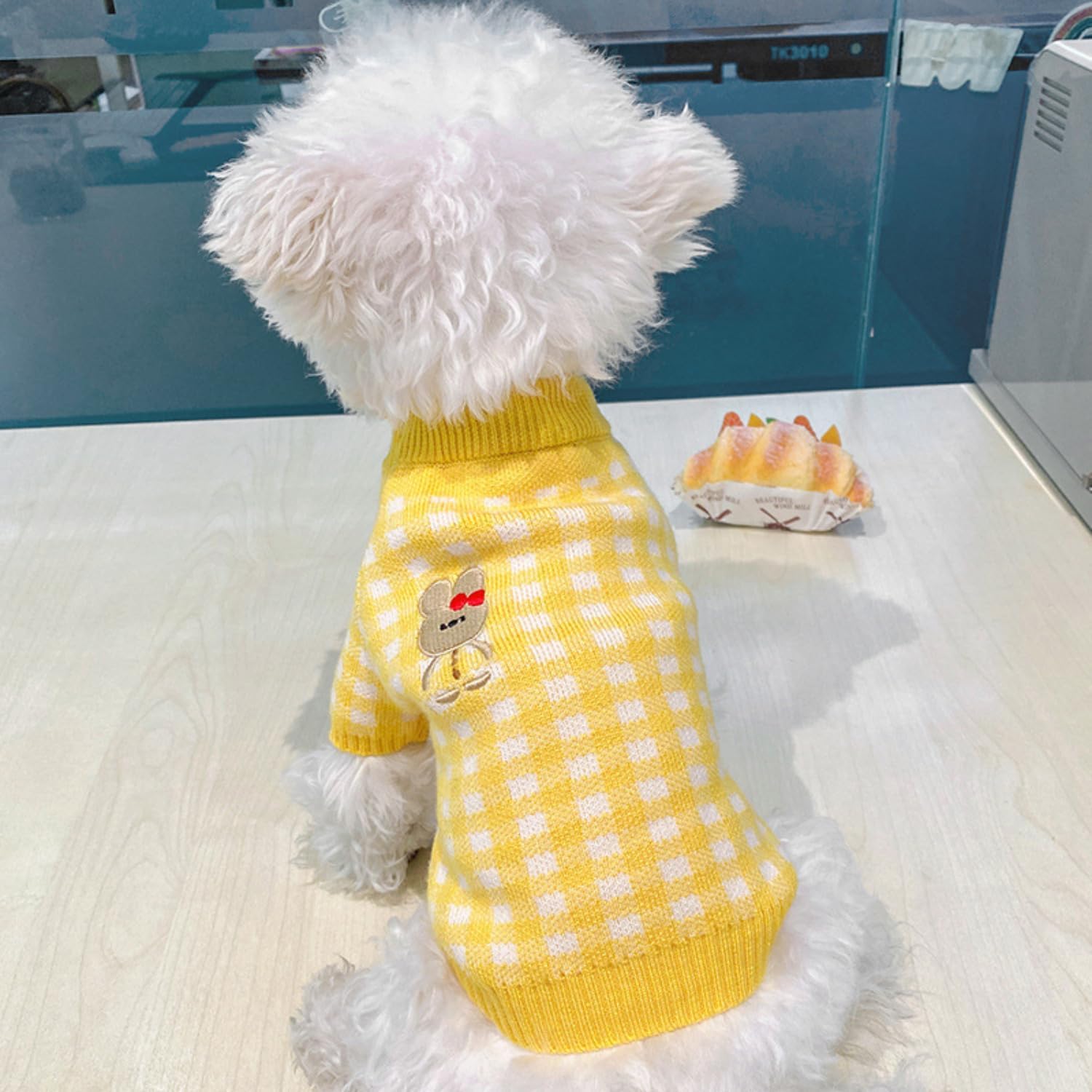 Sudadera para perro, suéter a cuadros, suéter de punto para cachorros, ropa de perro para clima frío, suéter cálido de invierno para perro, suéter