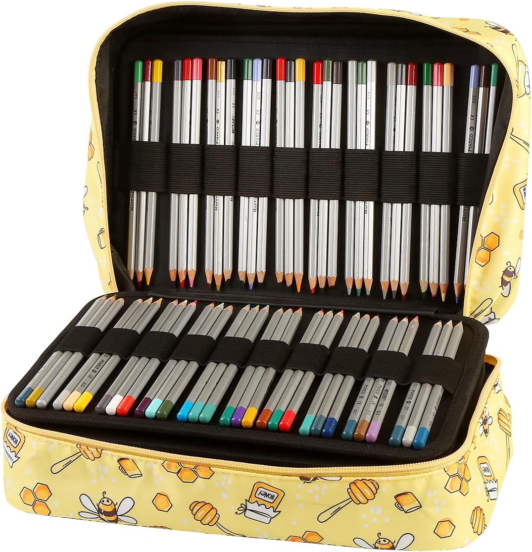Lbxgap Estuche para lápices de colores con 140 ranuras para 420 lápices o 280 bolígrafos de gel. Organizador de gran capacidad con práctico soporte
