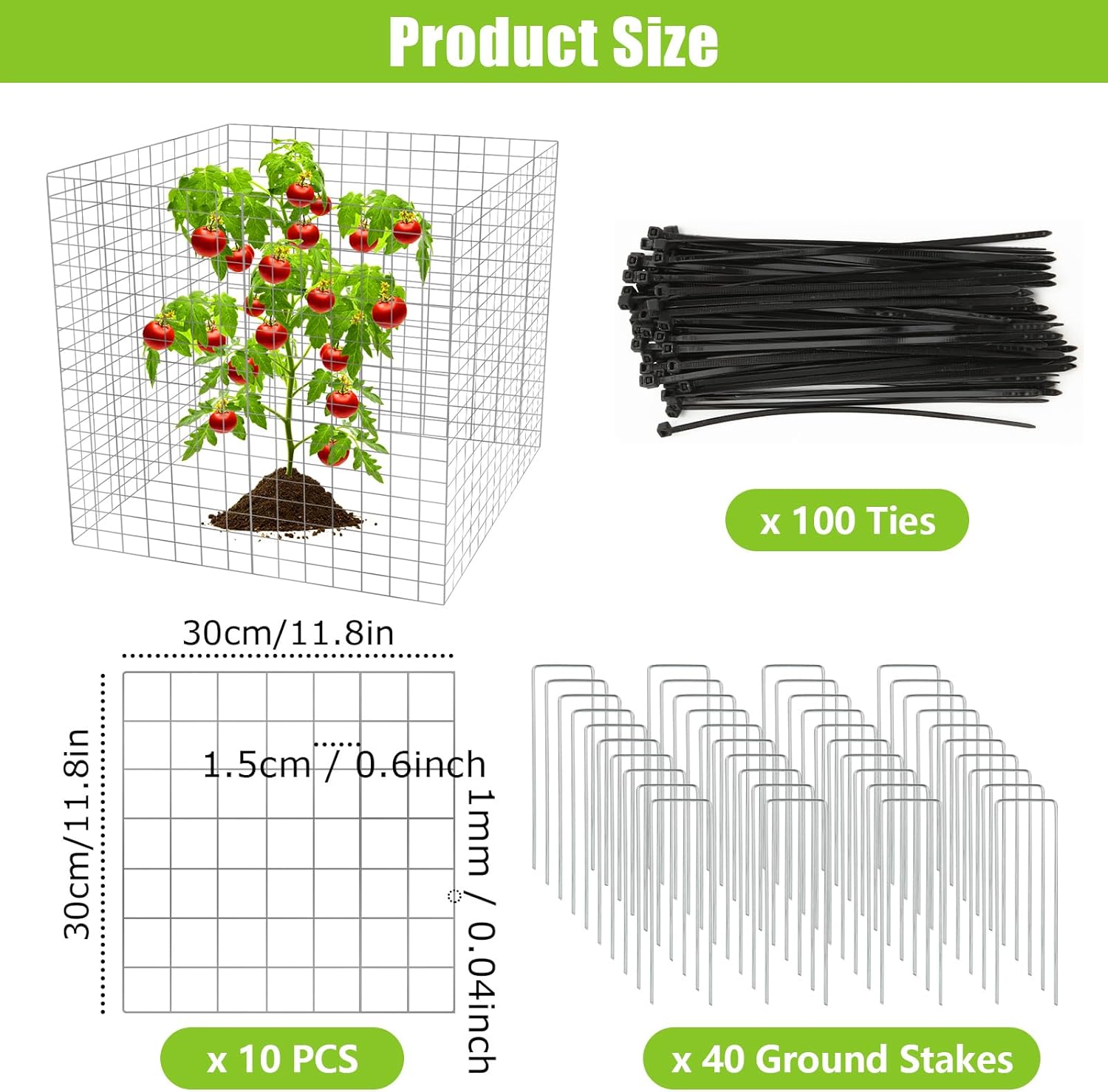 1 juego de 10 protectores de alambre para plantas de 11.8 x 11.8 pulgadas, protectores cuadrados para plantas de animales, jaula de malla para