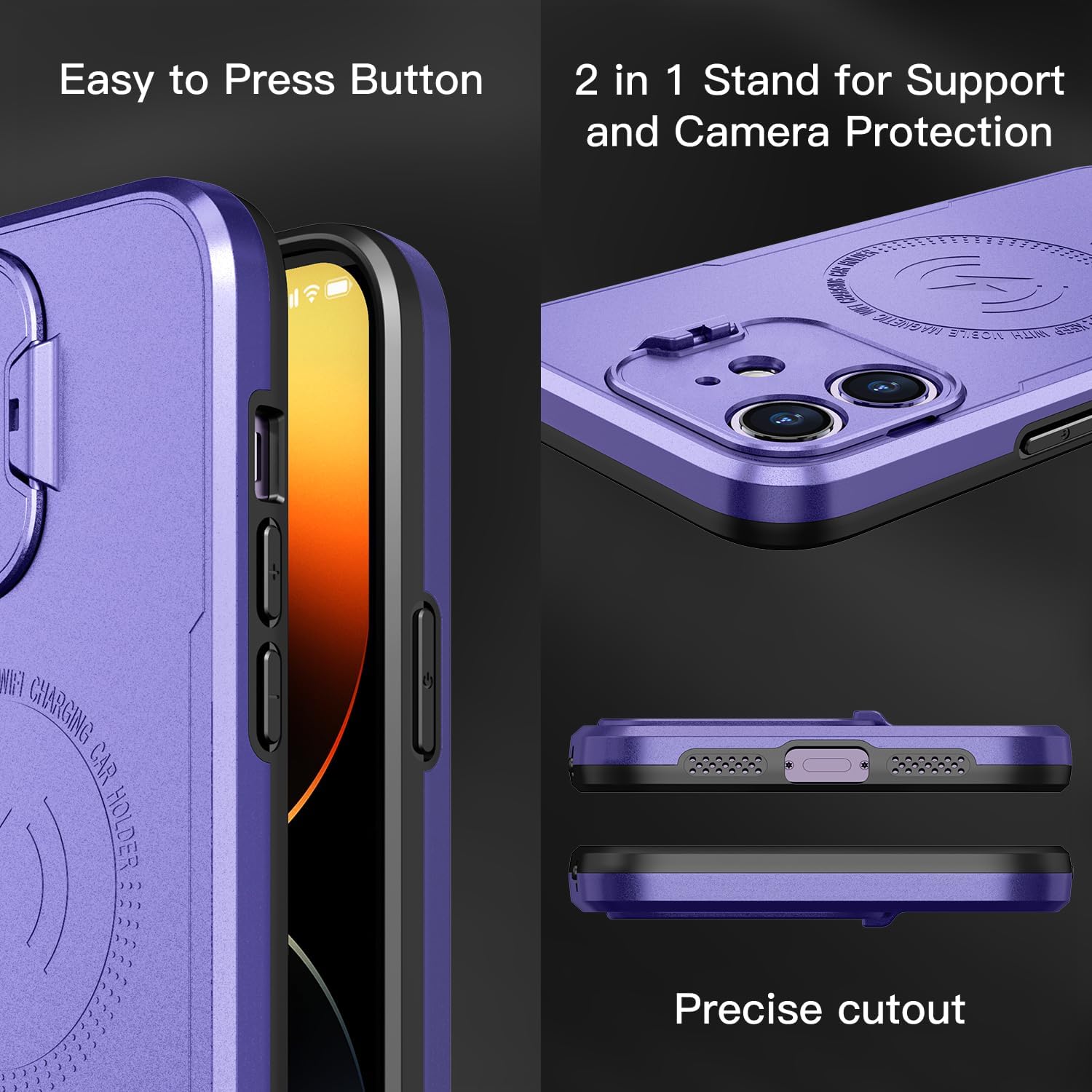 Funda para iPhone 11 con soporte, compatible con MagSafe Protección de estructura de grado militar de 2 capas Funda magnética para iPhone 11 de 6.1