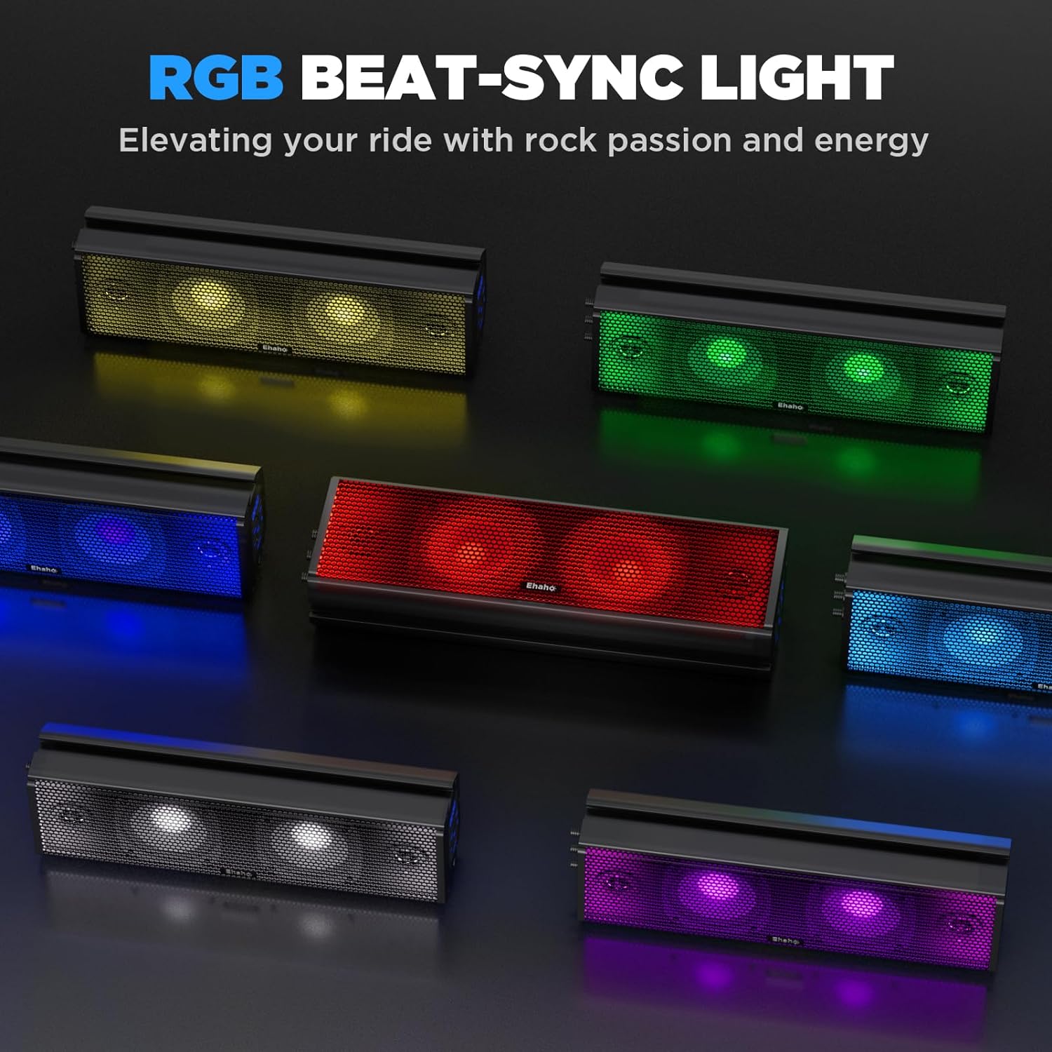 Barra de sonido UTV de 17 pulgadas, barra de sonido ATV Bluetooth con iluminación RGB, barra de sonido amplificada Powersports SXS, barra de sonido