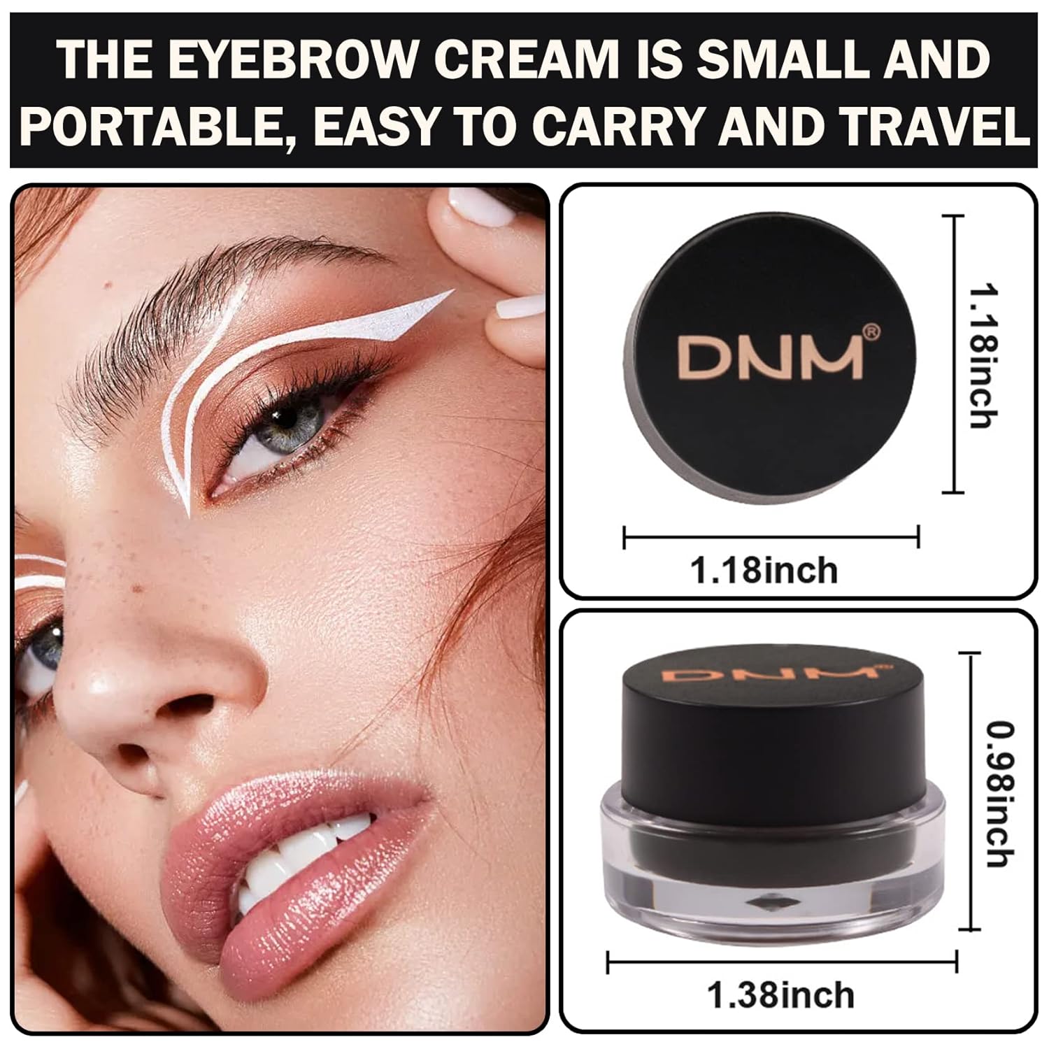 IONSGAKO Juego de crema delineador de ojos de gel blanco y negro, crema para cejas no se decolora fácilmente, de larga duración, impermeable, 2 en