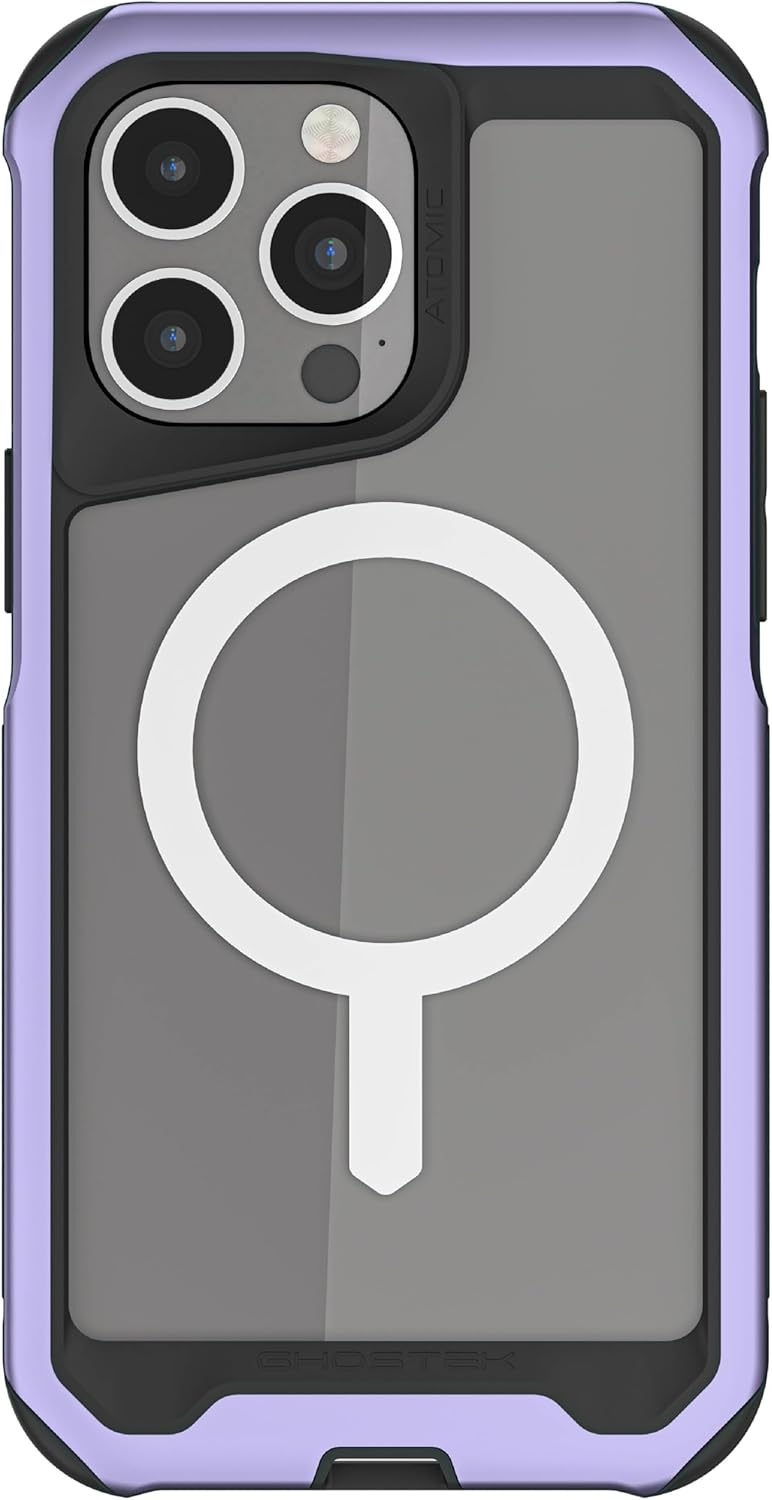 Ghostek Atomic Slim – Funda protectora para iPhone 15 Pro Max, compatible con accesorios MagSafe, marco de metal de aluminio, funda de teléfono