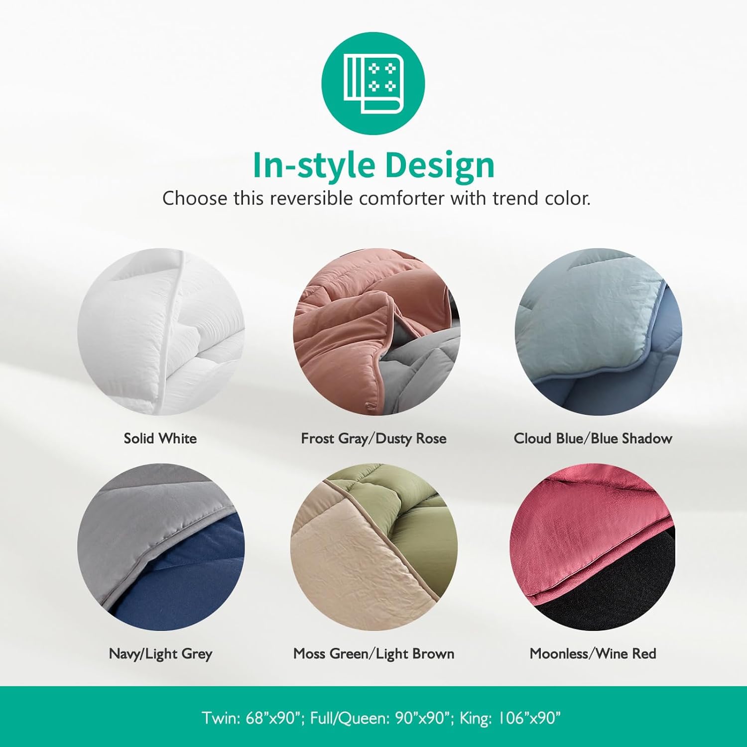 APSMILE Relleno de edredón alternativo de plumón  Edredón de cama matrimonial Queen para todas las estaciones  Edredón reversible acolchado mixto de