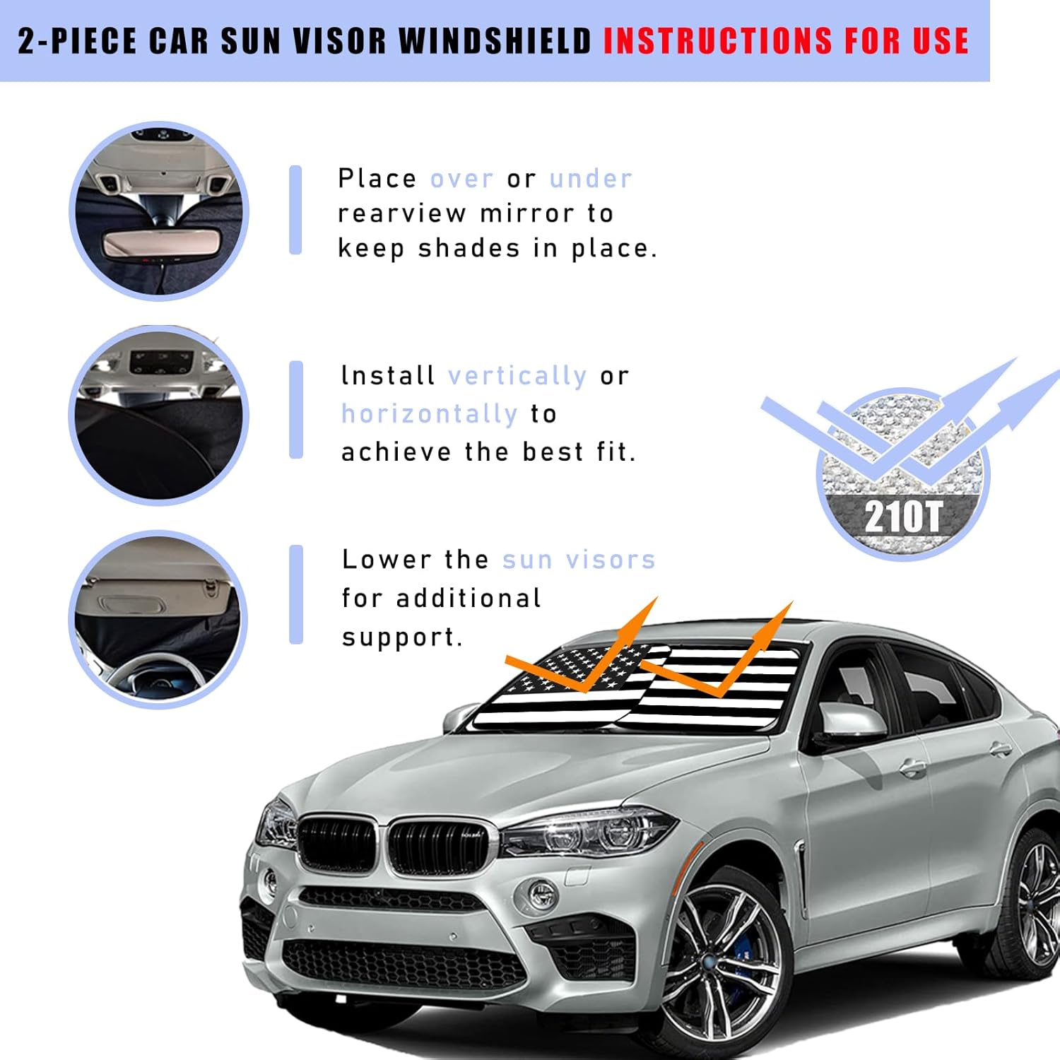 2 parasoles para parabrisas de automóvil, bloqueador de calor solar y rayos UV, protector plegable de 28 x 31 pulgadas, accesorios universales para