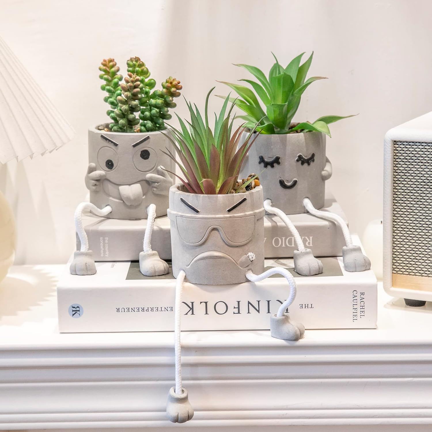 3 piezas de bonitas plantas artificiales para decoración de oficina para mujeres y hombres, pequeñas plantas falsas para dormitorio y baño, bonita