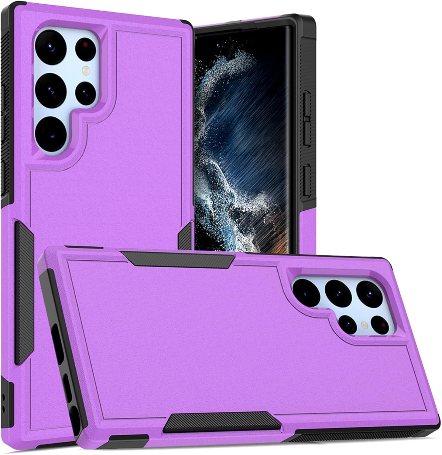 Funda para Samsung Galaxy S22 Ultra funda protectora de doble capa resistente para teléfono celular, a prueba de golpes, con protector de pantalla,