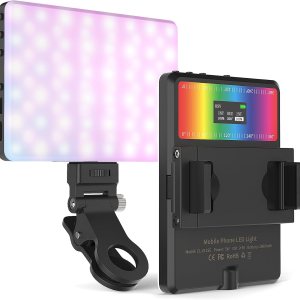MAXTOP Luz de teléfono, luz de video RGB portátil para selfie para iPhone, iPad, cámara, clip frontal y trasero, batería de 2000 mAh, CRI 95+, MAXTOP Luz de teléfono, luz de video RGB portátil para selfie para iPhone, iPad, cámara, clip frontal y trasero, batería de 2000 mAh, CRI 95+,