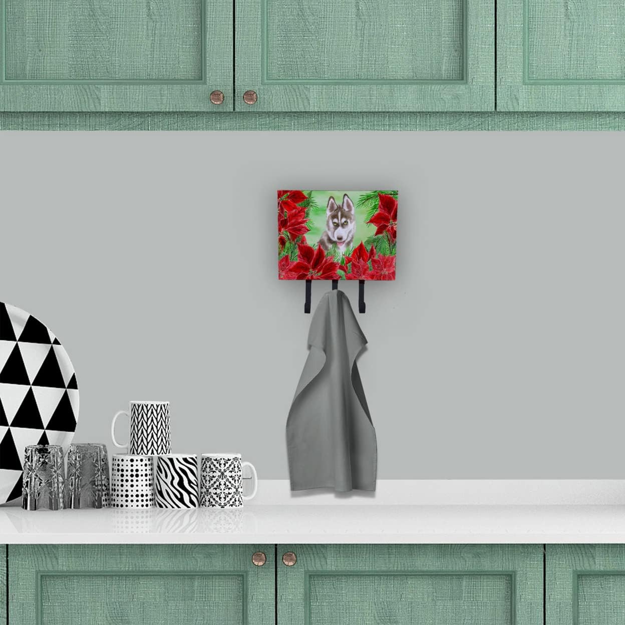 Caroline’s Treasures CK1344TH68 – Correa o llavero de flor de pascua siberiana, ganchos de pared, ganchos para llaves, perchero de montaje en pared,