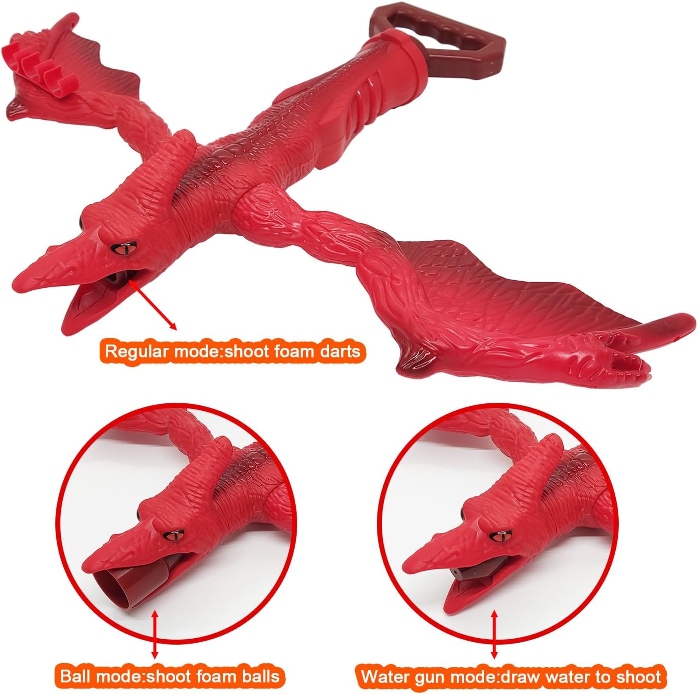 Ziguyba Juguete de arco y flecha de dinosaurio, juguete de pterosaurio 4 en 1, pistola de juguete de dinosaurio, pistola de agua, juego de tiro con