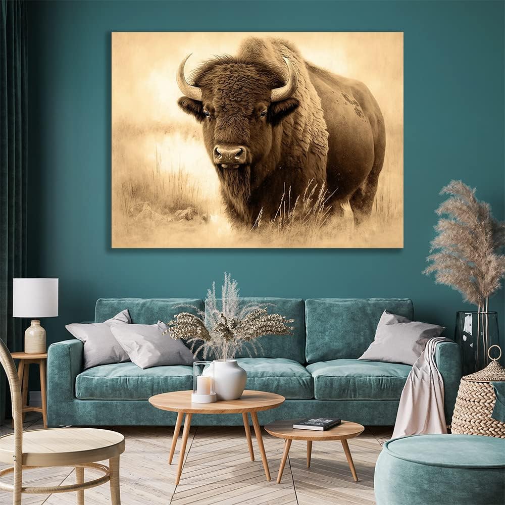 QQLADY Arte de pared de bisonte, arte de búfalo, arte de pared de búfalo, impresiones de búfalo, decoración inspirada en la naturaleza, decoración