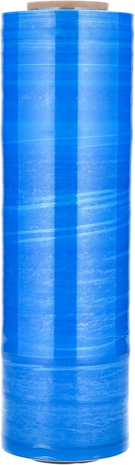 PSBM – Envoltura elástica azul, 1 paquete, 18 pulgadas x 1500 pies, calibre 80, rollos de película elástica de plástico de color oscuro para embalar