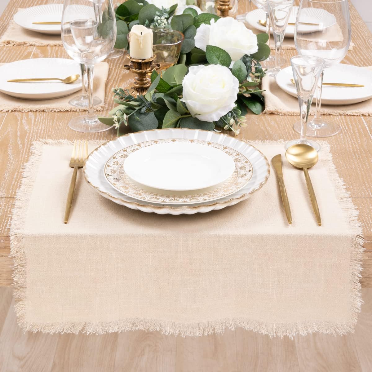 Socomi Servilletas de tela hechas a mano a granel de 18 x 18 pulgadas, servilletas de cena de lino y algodón, servilletas rústicas para boda,
