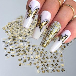 Vezocim Calcomanías de arte de uñas, 30 hojas de calcomanías autoadhesivas para uñas, diseño de hojas de flores pequeñas, mariposa, transferencia de Vezocim Calcomanías de arte de uñas, 30 hojas de calcomanías autoadhesivas para uñas, diseño de hojas de flores pequeñas, mariposa, transferencia de