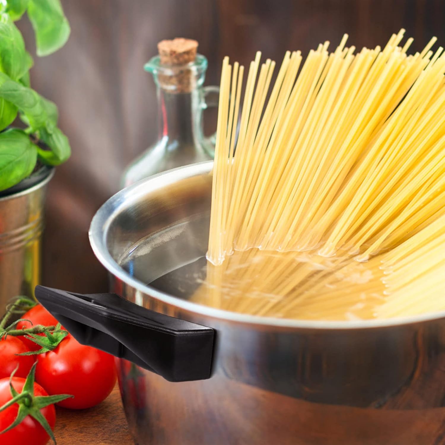 DOITOOL Olla para pasta de acero inoxidable con tapa de colador, olla antiadherente para espagueti, olla de cocina para cocinar pasta, fideos,