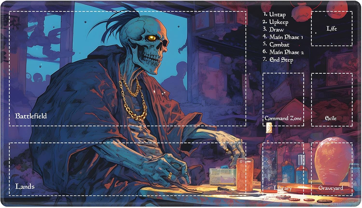 Tapete de juego con zonas para juegos de cartas MTG, alfombrillas de juego mágicas de mesa de 24 x 14 pulgadas, escritorio de juegos de mesa