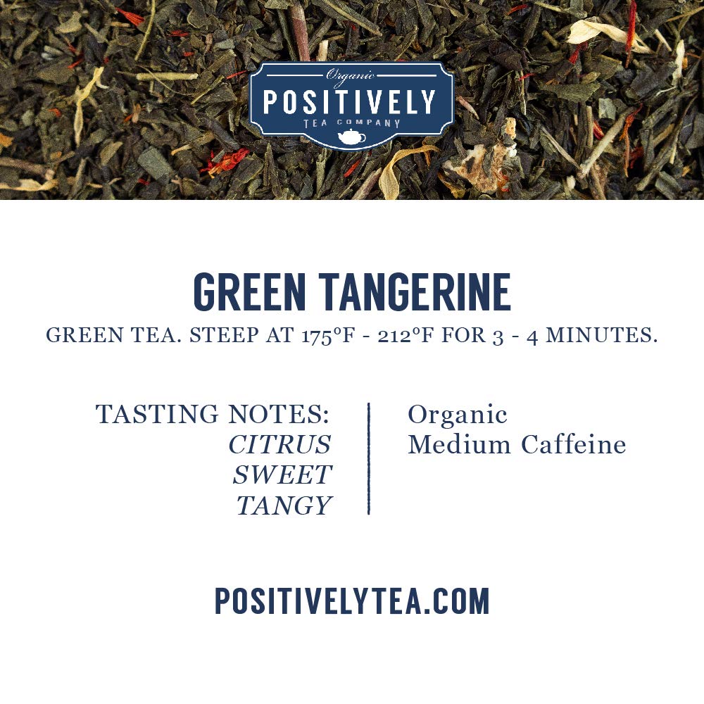 Organic Positively Tea Company, Mandarina verde, té verde, hoja suelta, 16 onzas